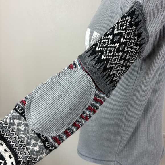 We the Free by FP Thermal Waffle Knit Top "FREEDOM" Size S Gray Grunge Knit - Picture 8 of 17